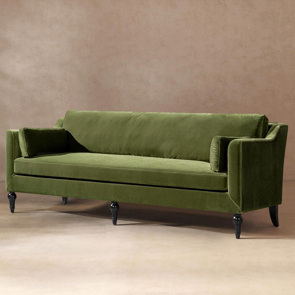 Jennifer Taylor Home Josephine 84.5" Upholstered Modern Sofa in Olive Green Velvet, , large