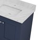 Lexora Home Dukes 80" Double Bathroom Vanity in Navy Blue with 2 cm White Carrara Marble Top and Rectangular Sinks, , large