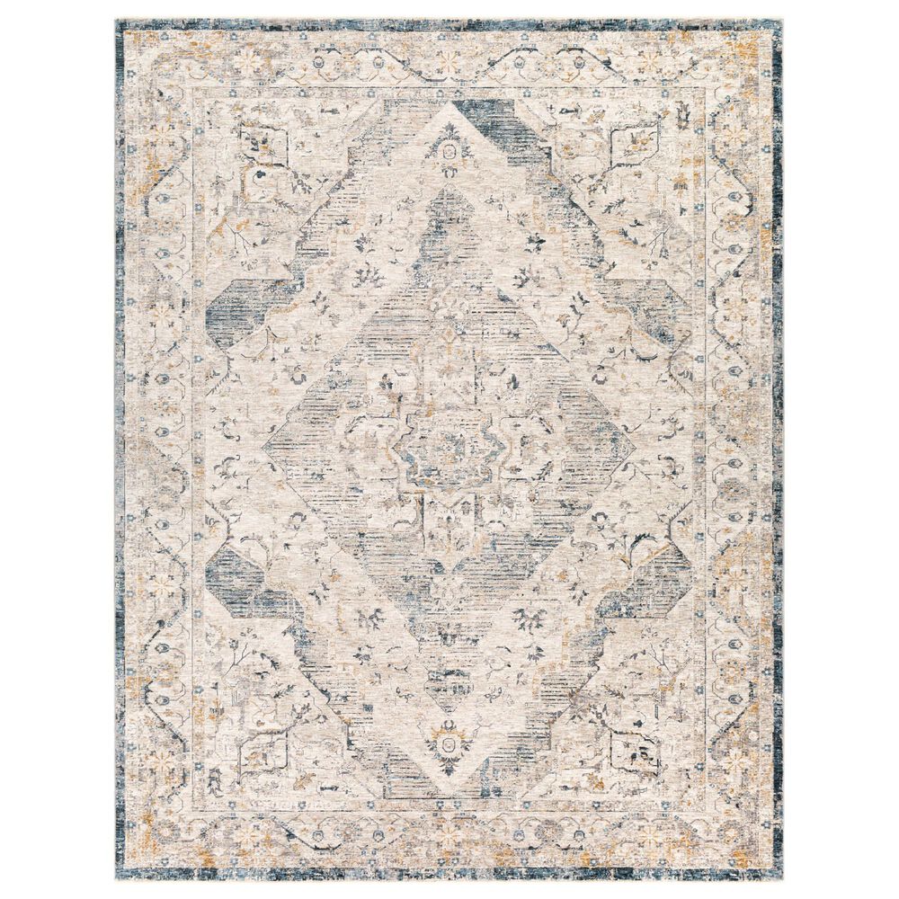 Surya Cardiff CDF-2303 Medium Gray, Light Blue, Mustard and Dark Blue 7'10" x 10'2" Area Rug, , large