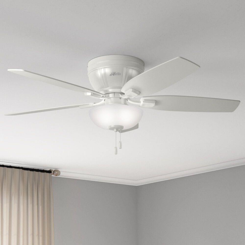 Hunter Kenbridge Low Profile 52&quot; Ceiling Fan with LED Lights in Fresh White, , large