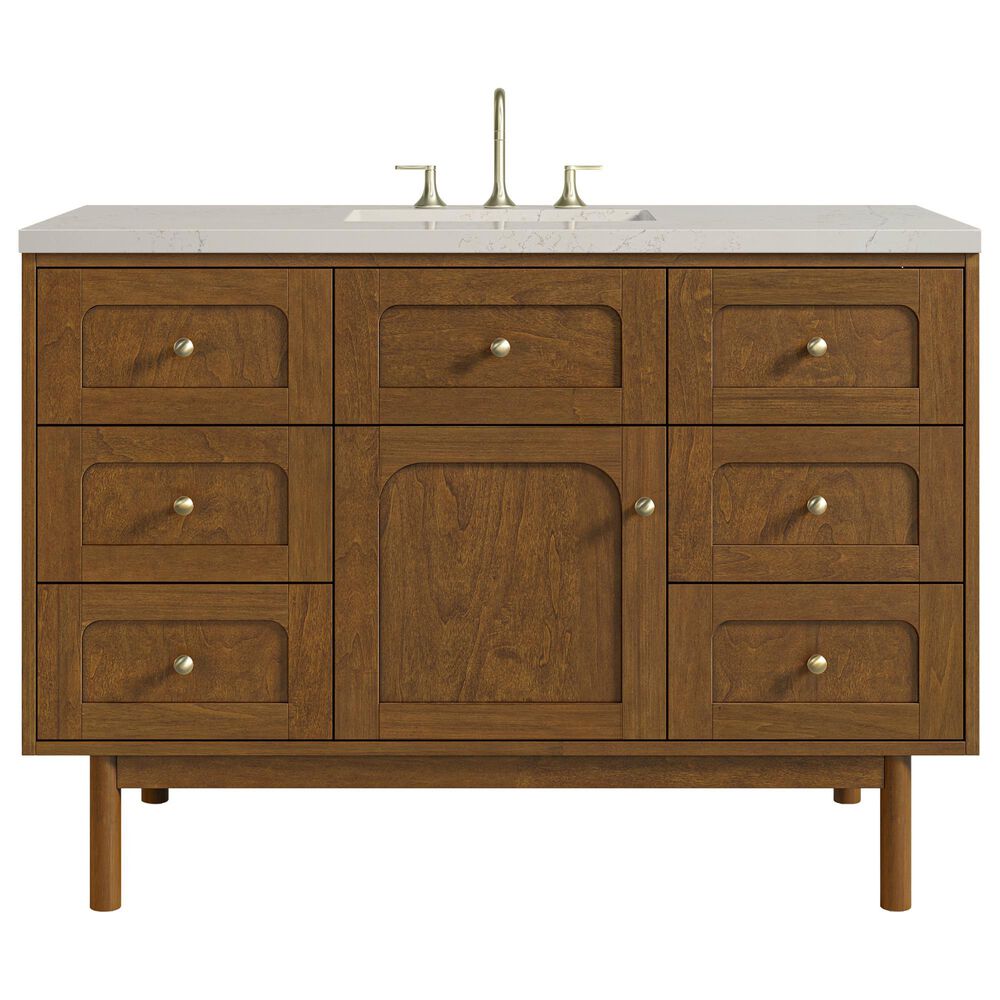 James Martin Laurent 48" Single Bathroom Vanity in Honey Oak with 3 cm Siberian Silestone Top and Rectangular Sink, , large