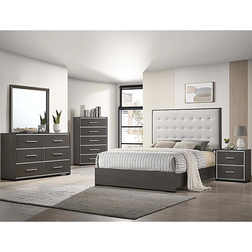 Crown Mark 5-Piece Full Bedroom Set in Gray and Brown, , large
