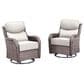 Sunwell Garden Patio Swivel Glider Chair with Brown Wicker in Beige (Set of 2), , large
