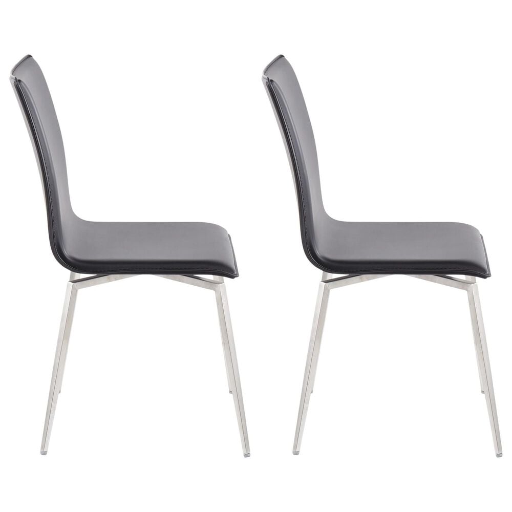 Lumisource Mason Swivel Side Chair with Black Upholstered in Brushed Stainless Steel (Set of 2), , large