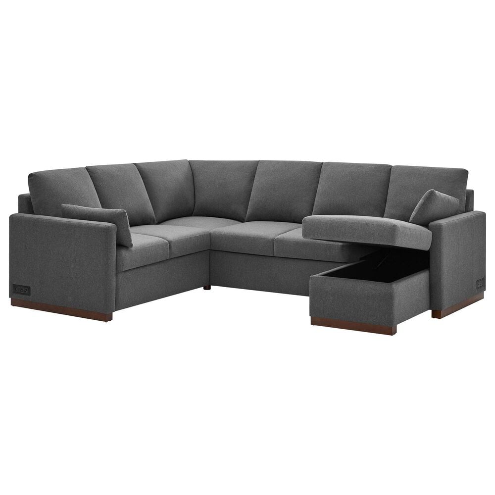 Lifestyle Solutions Edgewood Stationary Convertible Sleeper Sectional in Charcoal, , large