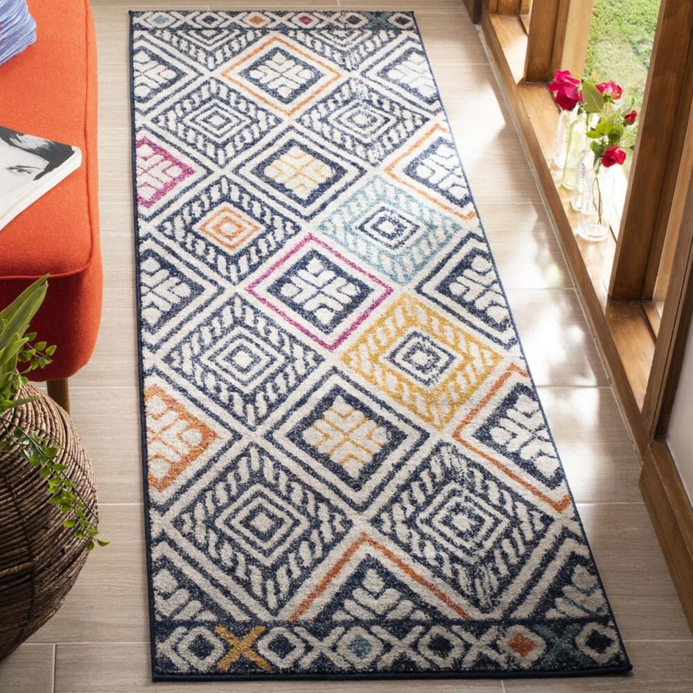 Safavieh Evoke EVK286N 2&#39;2&quot; x 7&#39; Navy and Ivory Runner, , large