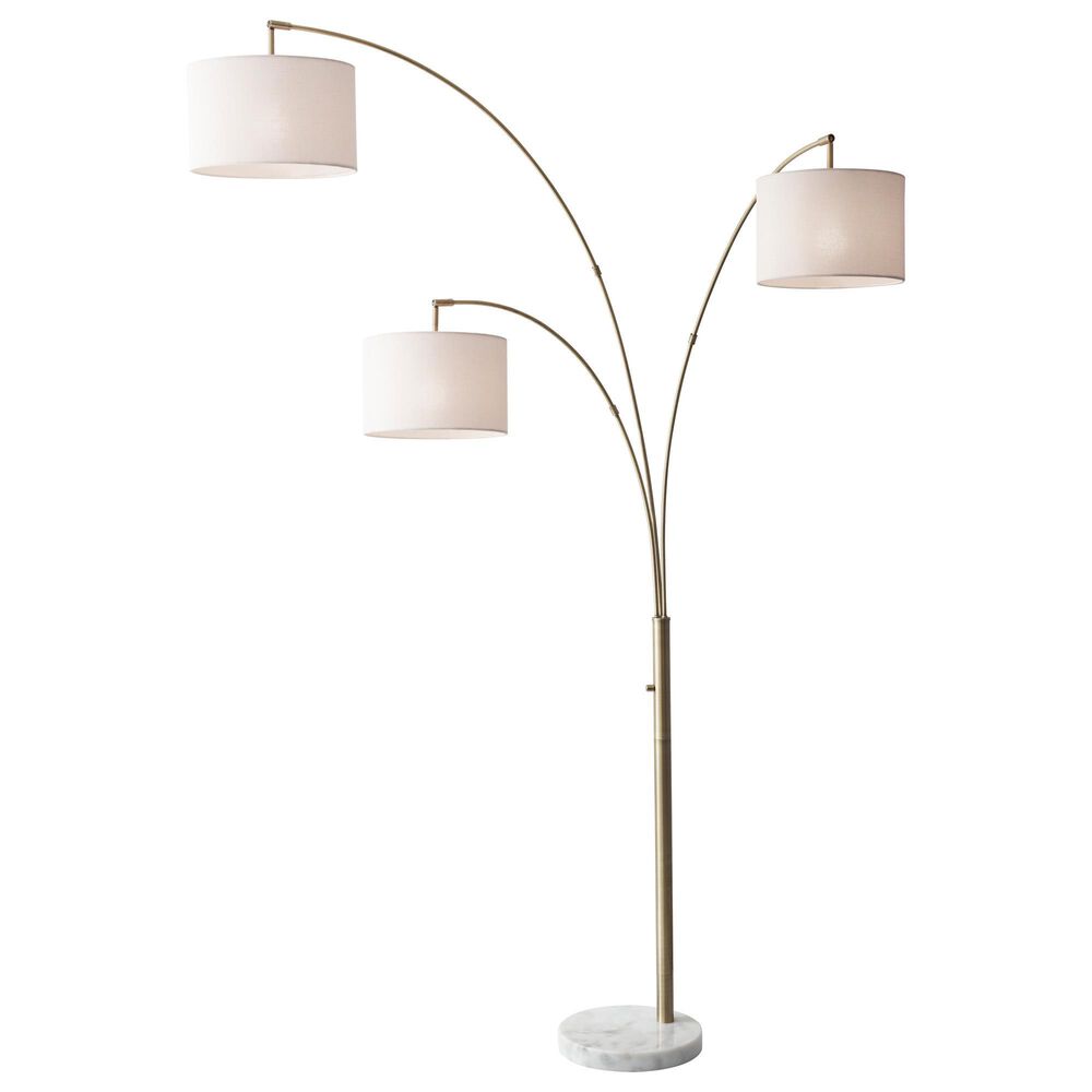 Adesso Bowery 3-Arm Arc Lamp in Antique Brass, , large
