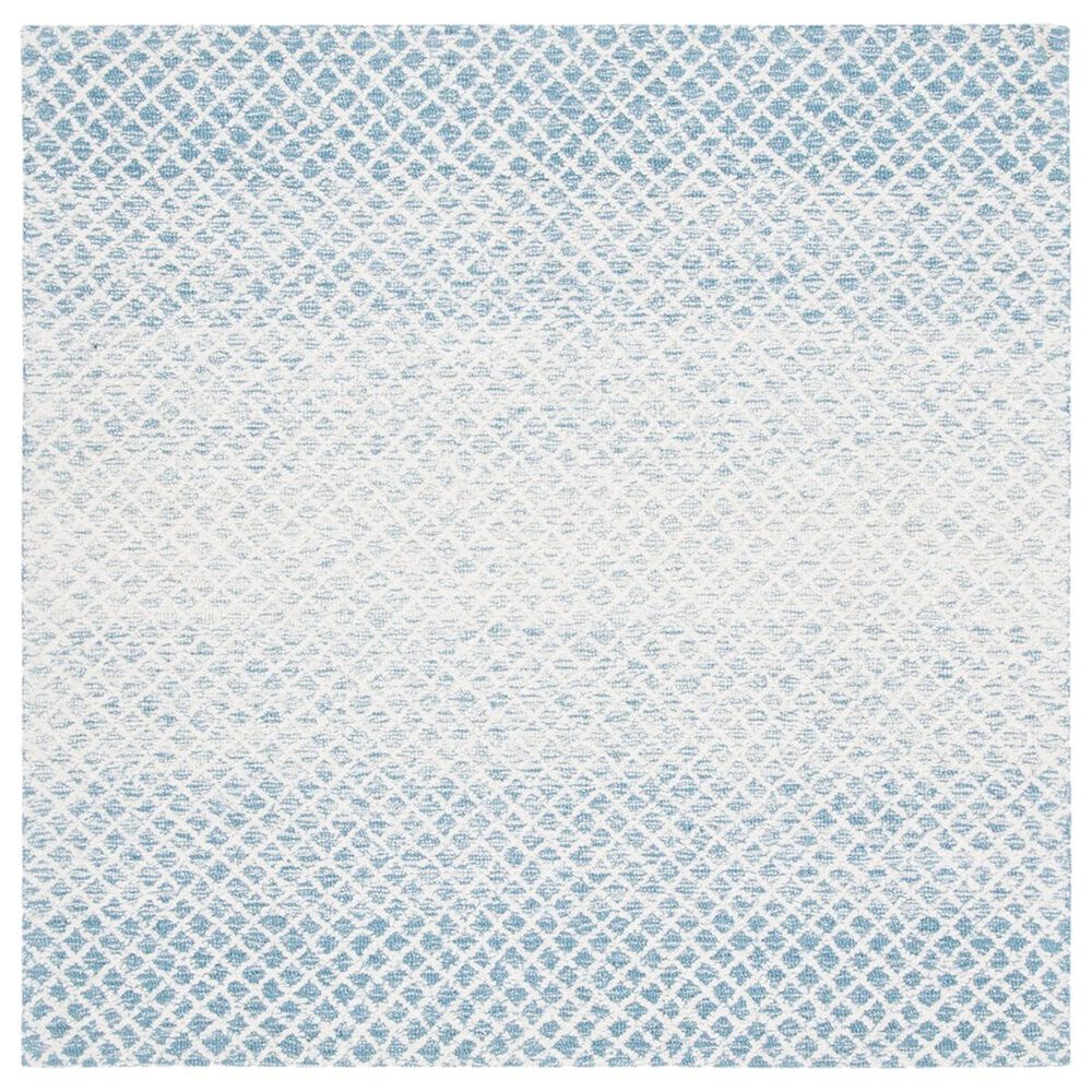 Safavieh Micro-Loop MLP353M 5" Square Blue and Ivory Area Rug, , large