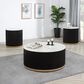 Crown Mark Kara Coffee Table with Casters in White Marble, Black and Gold, , large