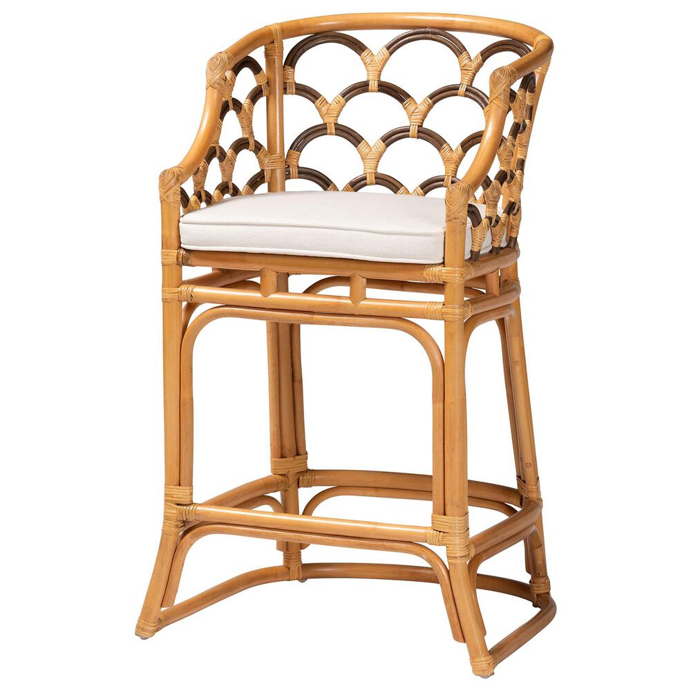 Baxton Studio Veneto Bar Stool in Light Honey and Dark Brown, , large