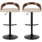 LumiSource Grotto Swivel Barstool with Cream Faux Leather Upholstery in Black and Walnut (Set of 2), , large
