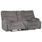 Benchcraft Coombs Double Power Reclining Loveseat with Console in Charcoal, , large