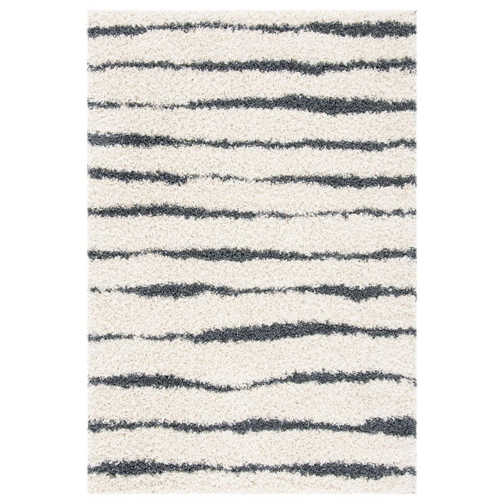 Safavieh Venus Shag VNS603B 11" x 15" Ivory and Dark Grey Area Rug, , large