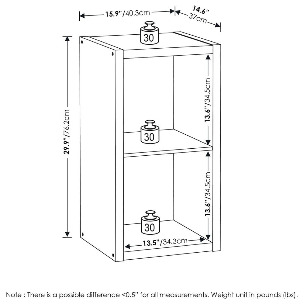 HOMLUX 2-Cube Reversible Open Back Bookshelf in Dark Oak, , large