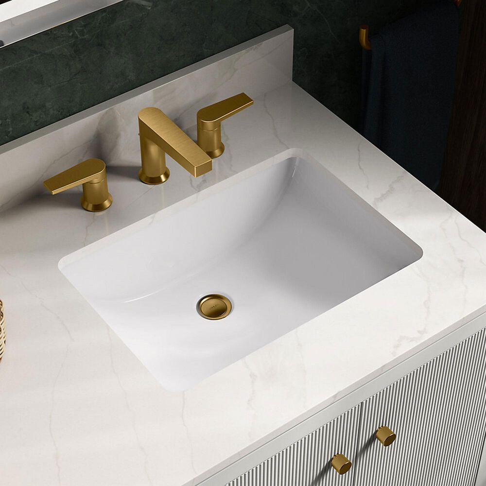 Kohler Calpa 60" Double Bathroom Vanity in White with 2 cm White Quartz Top and Rectangular Sinks, , large