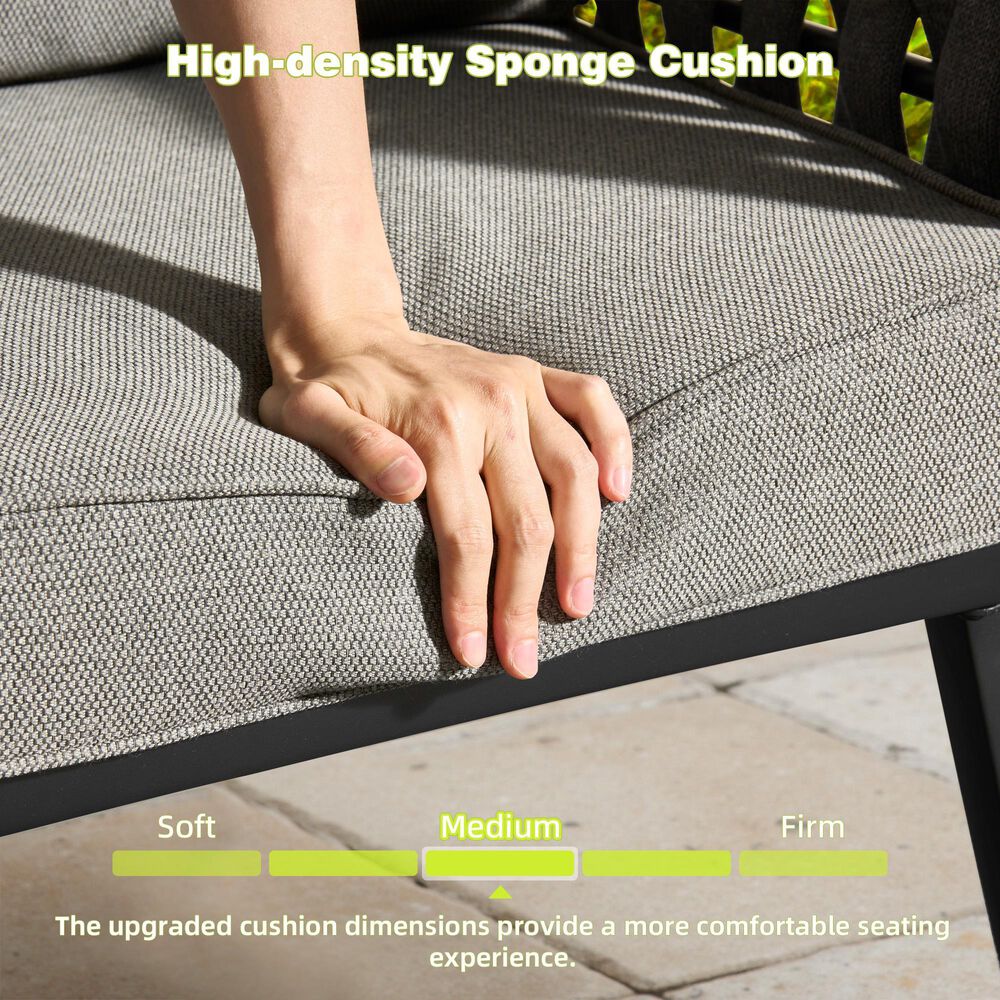 HOMLUX 6-Piece Patio Conversation Set with Woven Sling Fabric in Dark Gray, , large