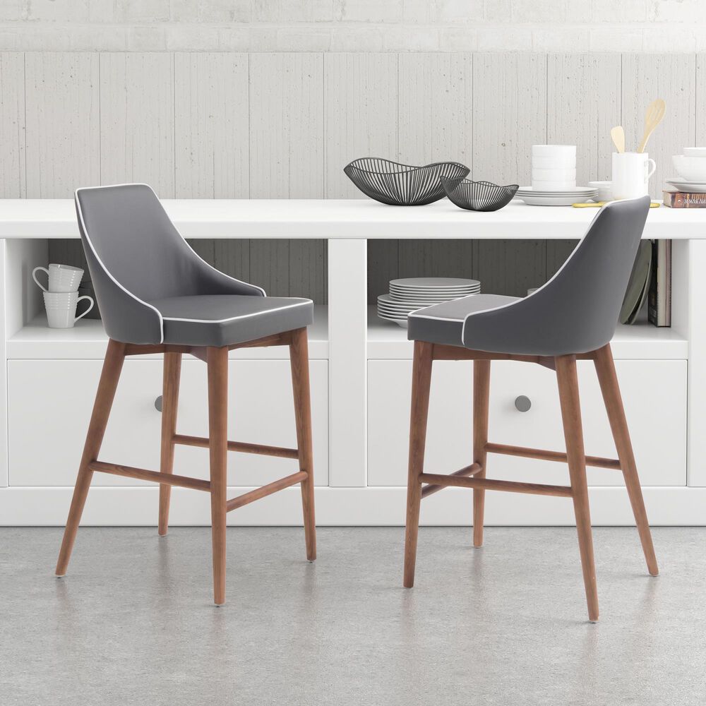 Zuo Modern Moor Counter Chair in Dark Gray/Brown, , large