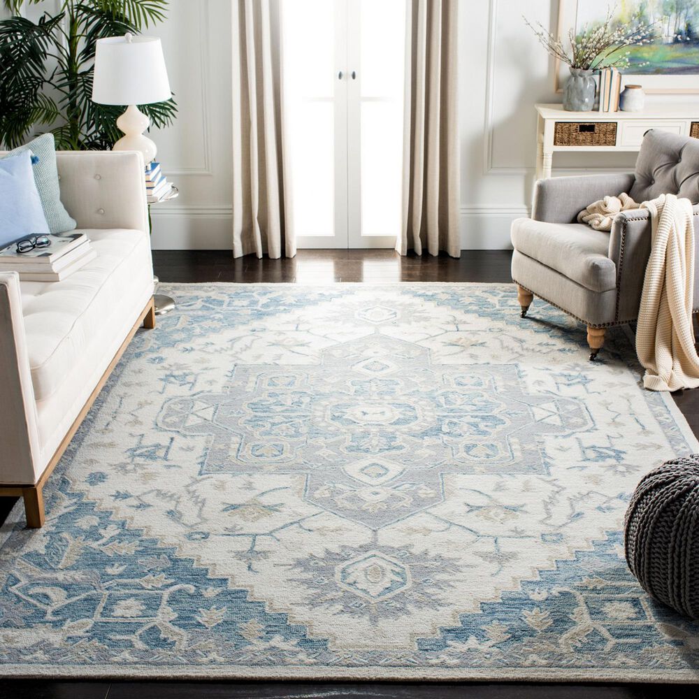 Safavieh Micro-Loop 8&#39; x 10&#39; Ivory and Navy Area Rug, , large