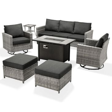 HOMLUX 7 Piece Outdoor Patio Set in Black, , large