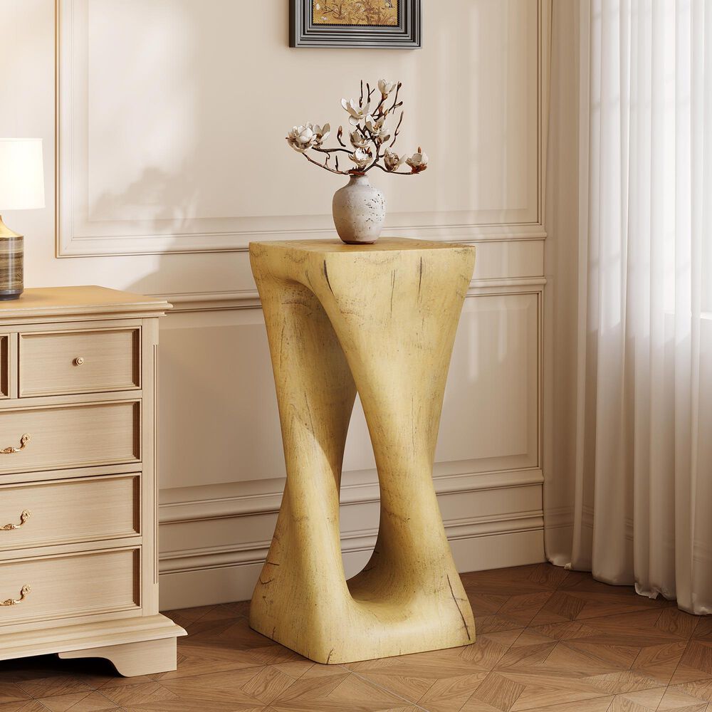 Hearth and Haven Outdoor End Table with Twist Design in Natural, , large