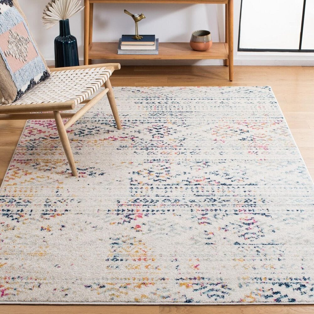 Safavieh Tulum TUL272C Ivory and Blue 5&#39;3&quot; x 7&#39;6&quot; Area Rug, , large