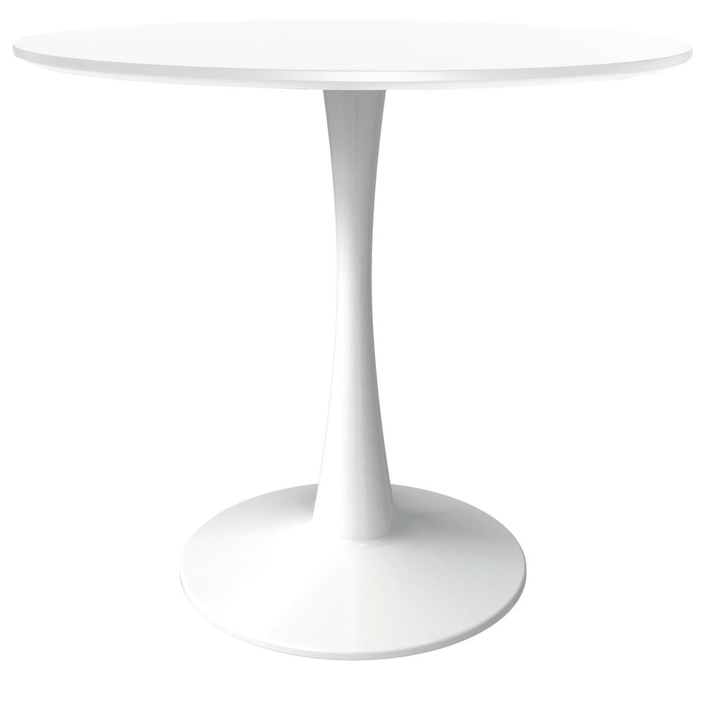 Leisuremod Bristol 27&quot; Round Dining Table with MDF Top in White - Table Only, , large