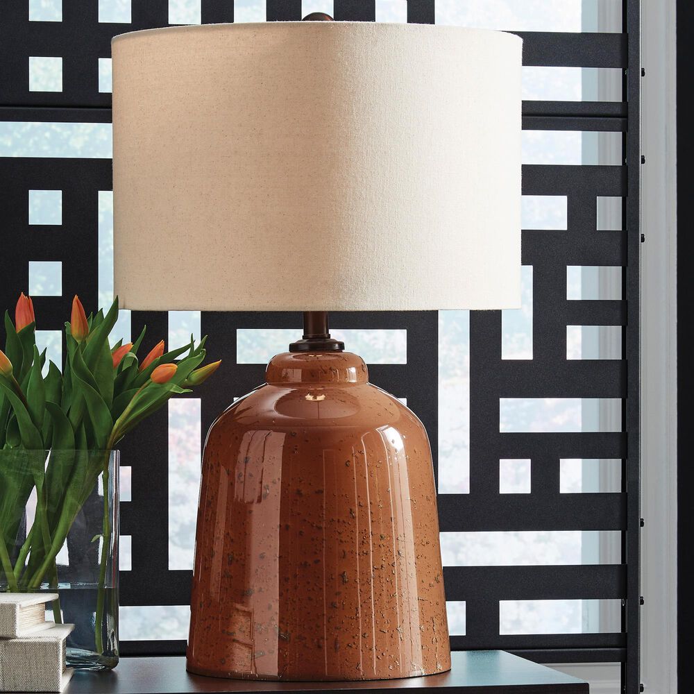 Ashley Aaleahya Table Lamp in Distressed Rust-Red and Black, , large