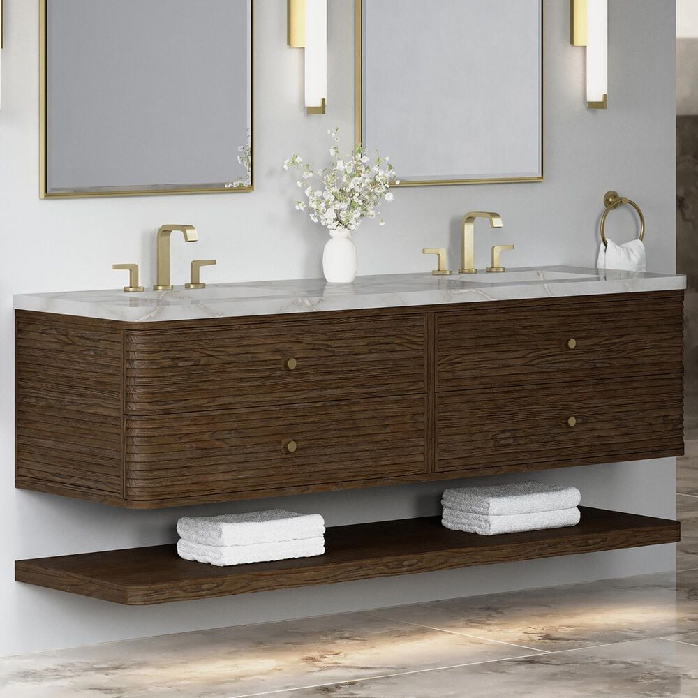 James Martin Allamari 72" Double Bathroom Vanity in Sable with 3 cm Victorian Silver Silestone Top and Rectangular Sinks, , large