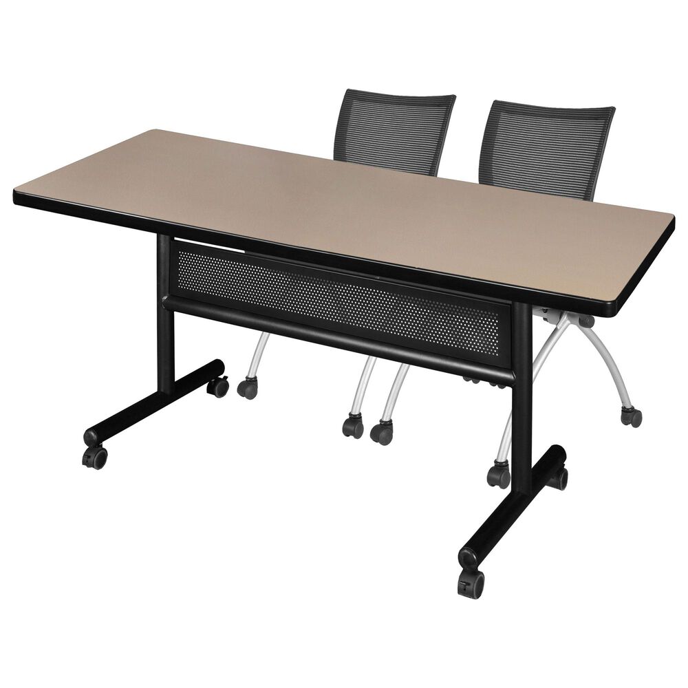 Regency Global Sourcing 3-Piece Mobile Training Table Set in Beige/Black/Silver, , large