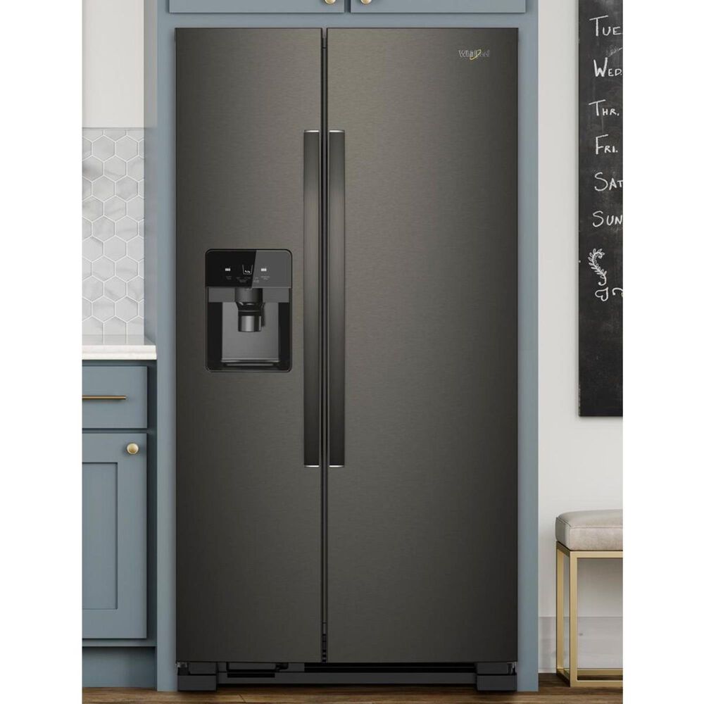 Whirlpool 24.5 Cu. Ft. 36" Wide Side-by-Side Refrigerator in Fingerprint Resistant in Black Stainless Steel, , large