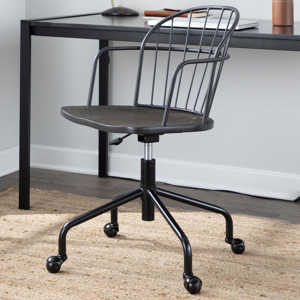 Lumisource Riley Office Chair in Black and Dark Walnut, , large