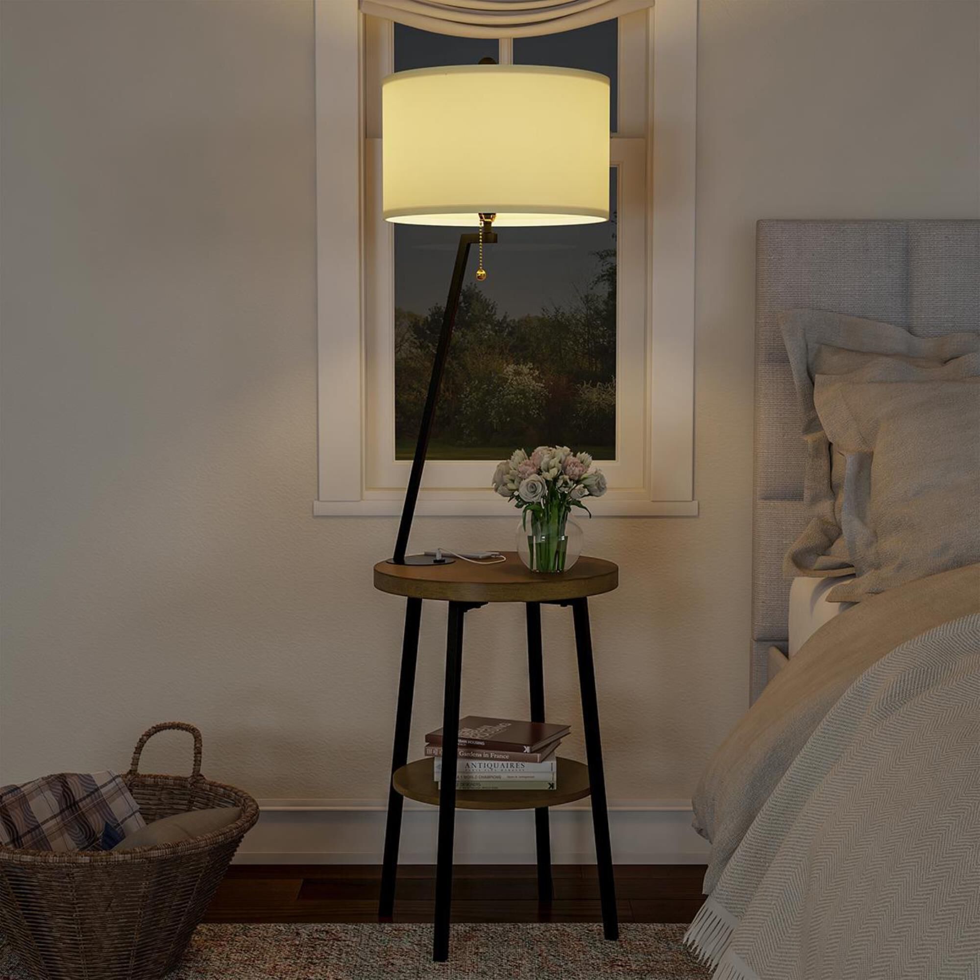 Floor best sale lamp nightstand