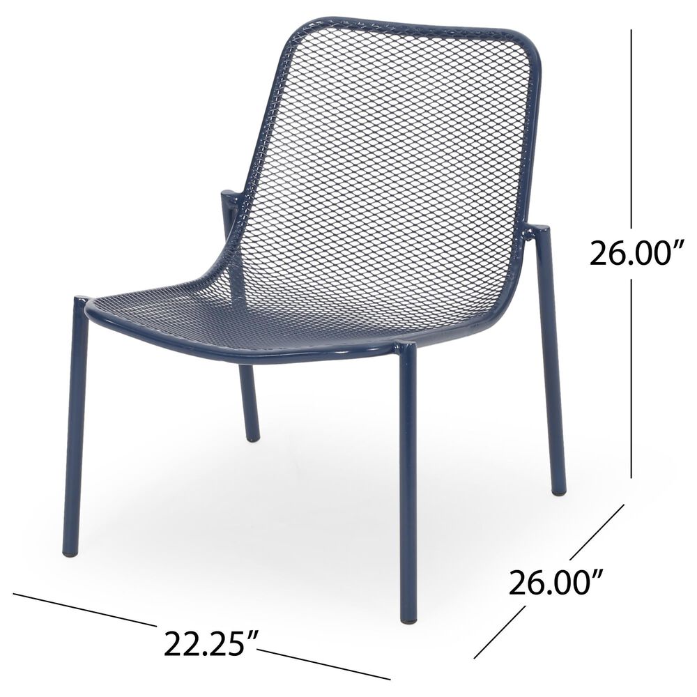 Hearth and Haven Kincaid Outdoor Stackable Mesh Chair in Navy (Set of 2), , large