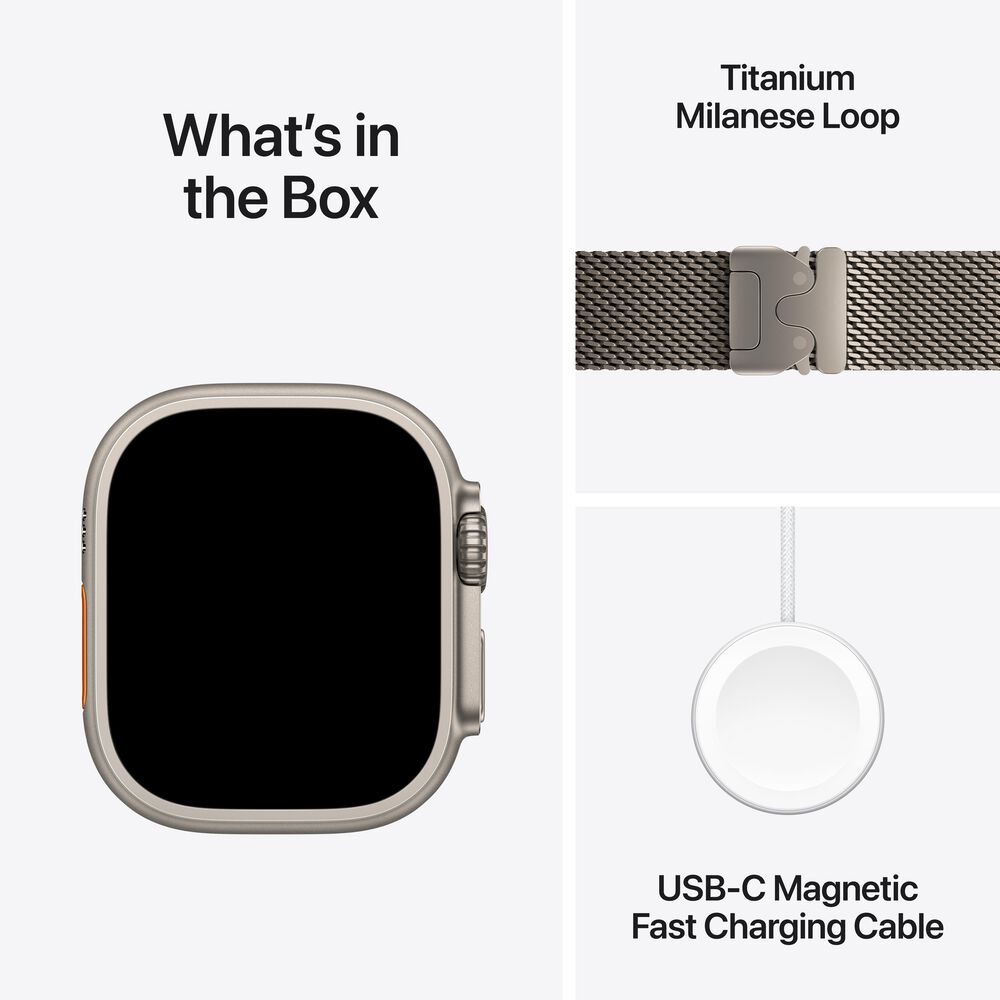 Apple Watch Ultra 3 &#40;GPS+Cellular&#41; 49mm Titanium Case with Titanium Milanese Loop - Large - Natural - &#40;2025&#41;, , large
