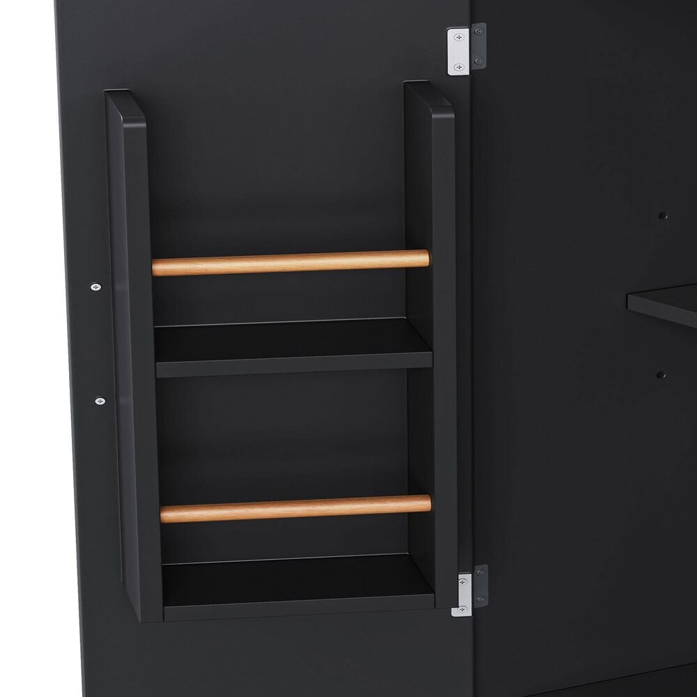 HOMLUX 56" Kitchen Island with Drop Leaf in Black, , large