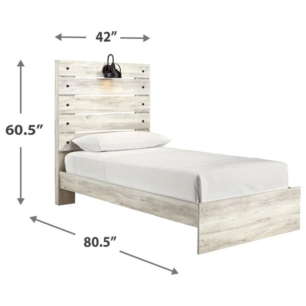 Ashley Cambeck Twin Panel Bed in Whitewash with Lighting, , large