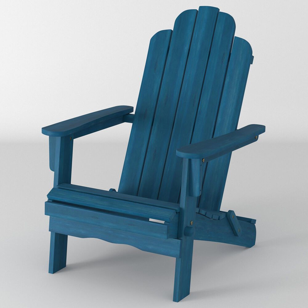 Walker Edison Patio Adirondack Chair in Navy Blue, , large