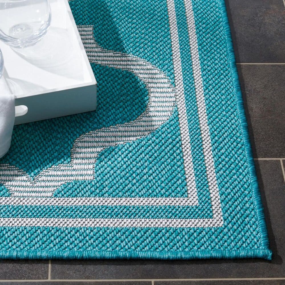 Safavieh Bermuda 6&#39;7&quot; x 9&#39;2&quot; Aqua and Grey Indoor/Outdoor Area Performance Rug, , large