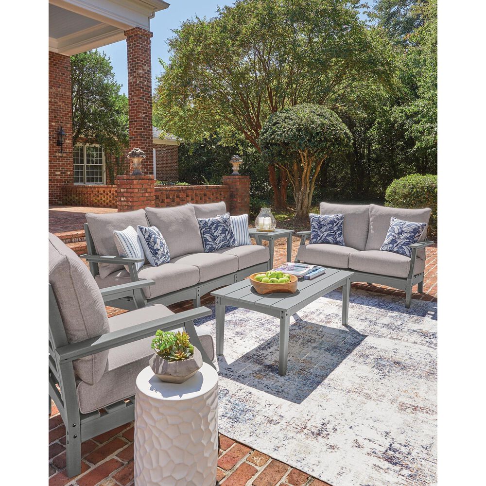 Ashley Cove Beach Outdoor Loveseat with Cushion in Gray, , large