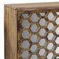 Crestview Collection Bengal Manor Sliding Door Console with Honeycomb Mirror in Light Mango, , large