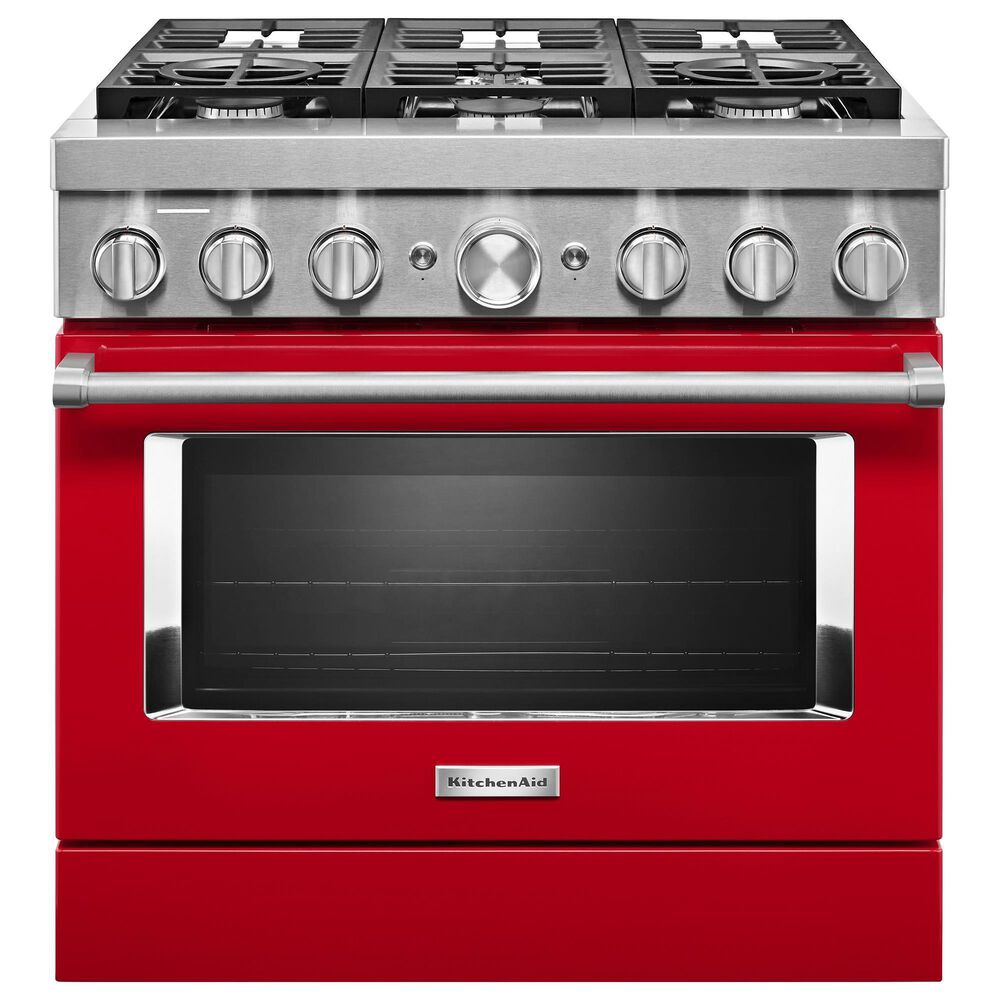 KitchenAid 36" Professional Dual Fuel Range in Passion Red, , large