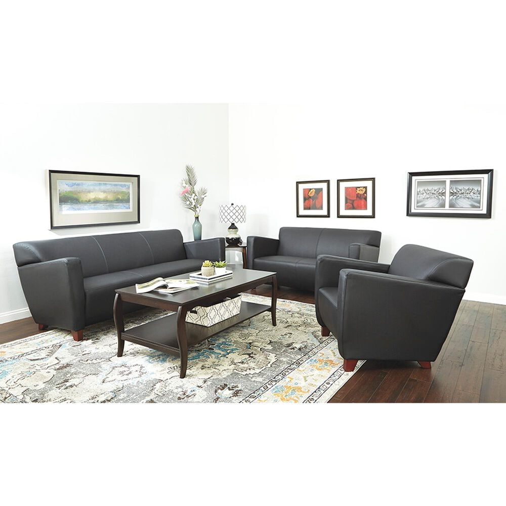 OSP Home Stationary Loveseat with Cherry Legs in Black, , large