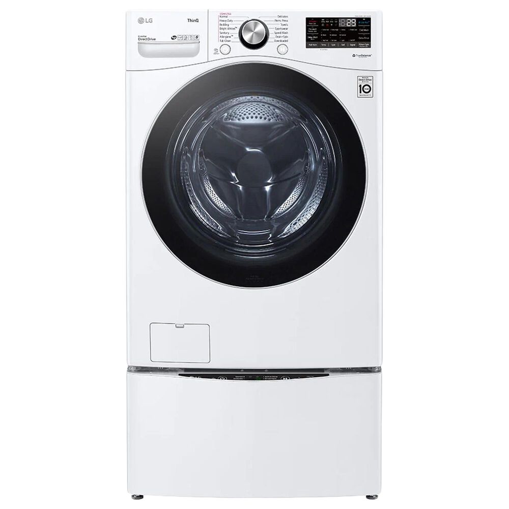 LG 5.0 Cu. Ft. Front Load Washer and 7.4 Cu. Ft. Gas Dryer with TurboWash 360 Laundry Pair in White &#40;Pedestals Sold Separately&#41;, , large