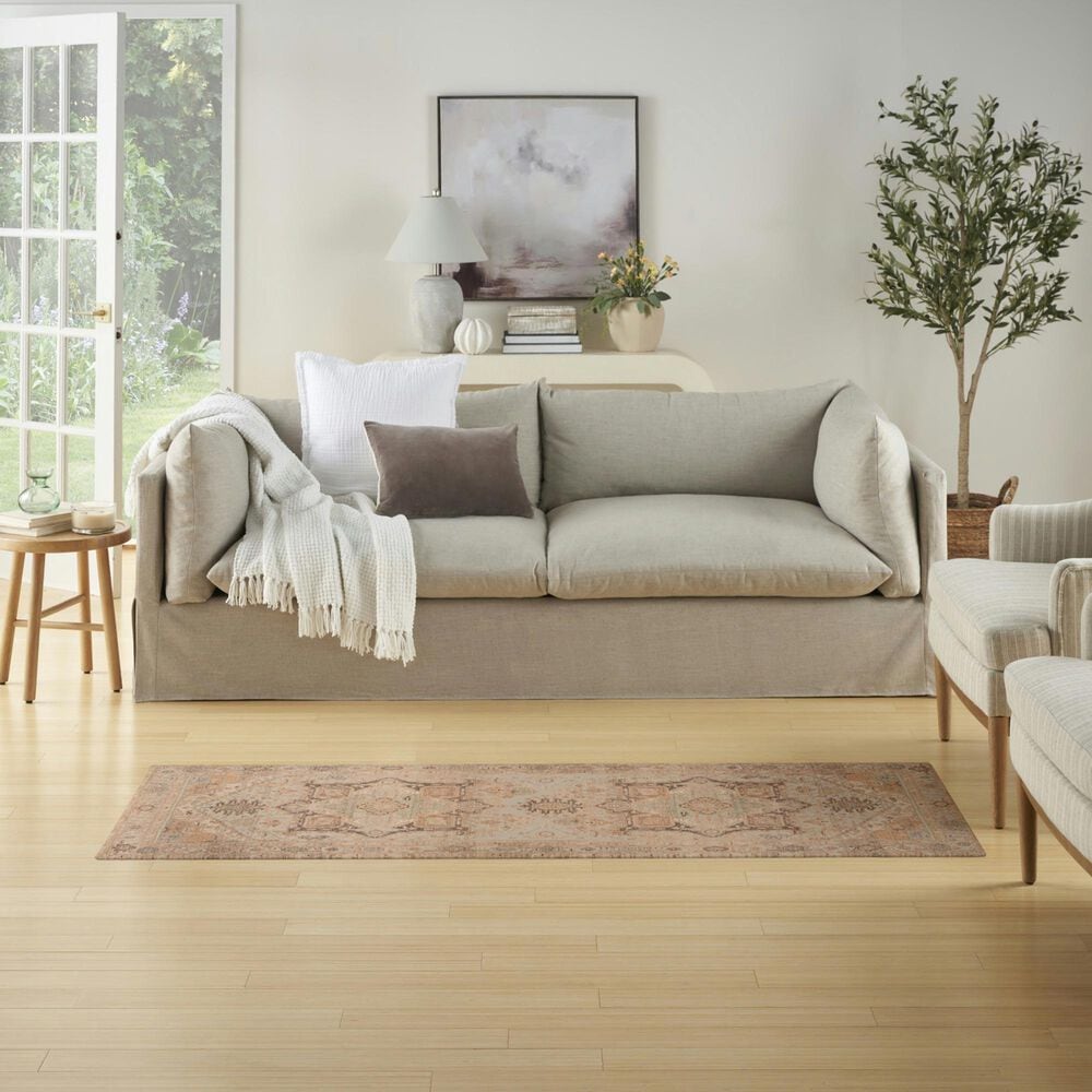 Nourison Vintage Washables Coral and Mint 2' x 6' Runner, , large