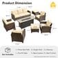 HOMLUX 8-Piece Patio Conversation Set with Fire Pit Table in Beige, , large