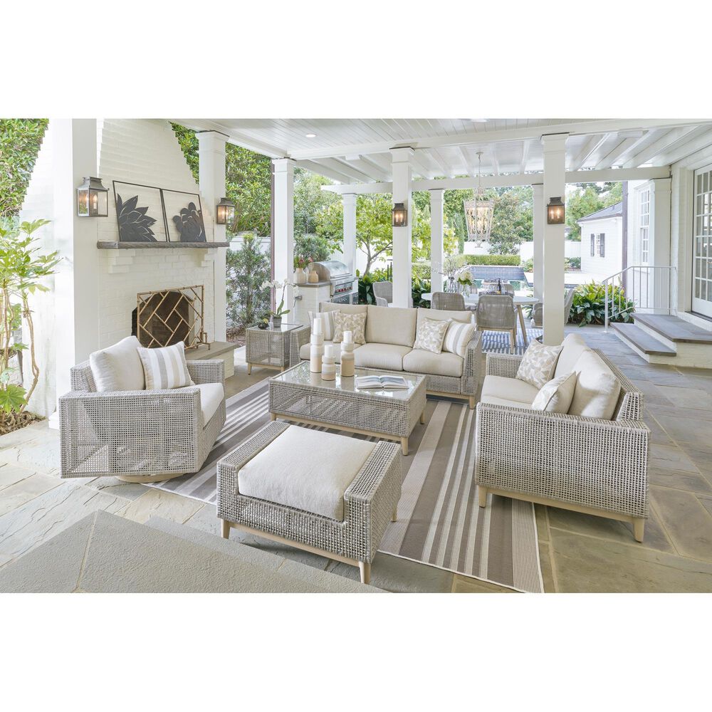 Ashley Seton Creek Stationary Patio Sofa in Gray, , large