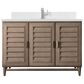James Martin Vanities Portland 48" Single Bathroom Vanity in Whitewashed Walnut with Single Hole 3 cm White Zeus Quartz Top and Rectangular Sink, , large