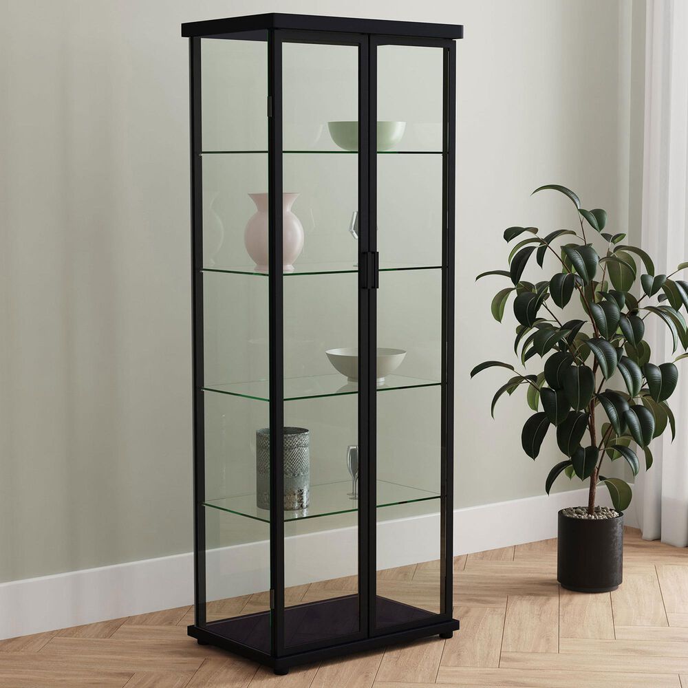 Coaster Aero 5-Shelf Display Curio Cabinet in Black and Clear, , large