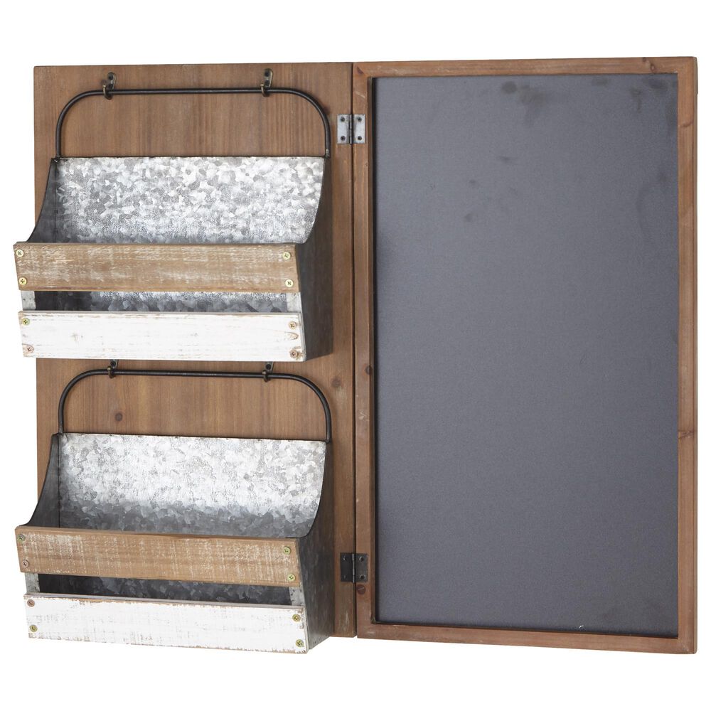 Maple and Jade 23&quot; Magazine Rack Holder in Brown, White and Grey, , large