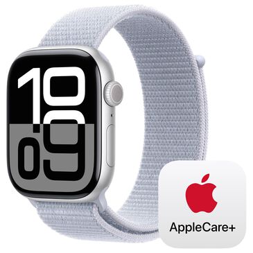 Apple Watch Series 10 GPS 42mm Silver Aluminum Case with Blue Cloud Sport Loop, , large